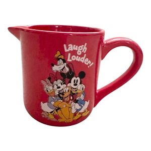 DISNEY (Marketplace) Red Ceramic Laugh Louder Pitcher 7" Mug w/Mickey Minnie Etc